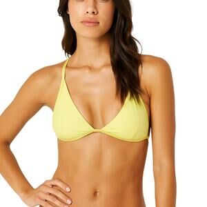 L Space Millie Ribbed Bikini Top Yellow Small NWT Triangle Adjustable Swimwear